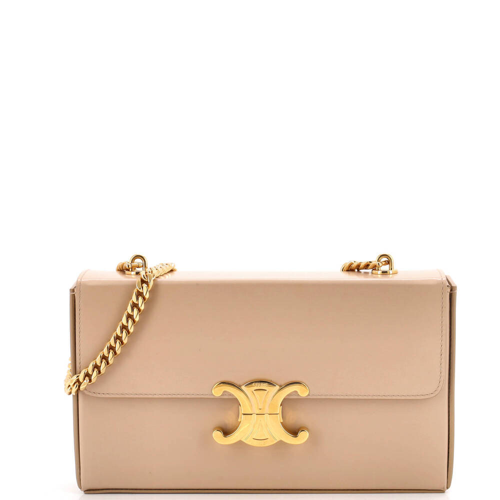Celine Triomphe Box Chain Shoulder Bag Leather